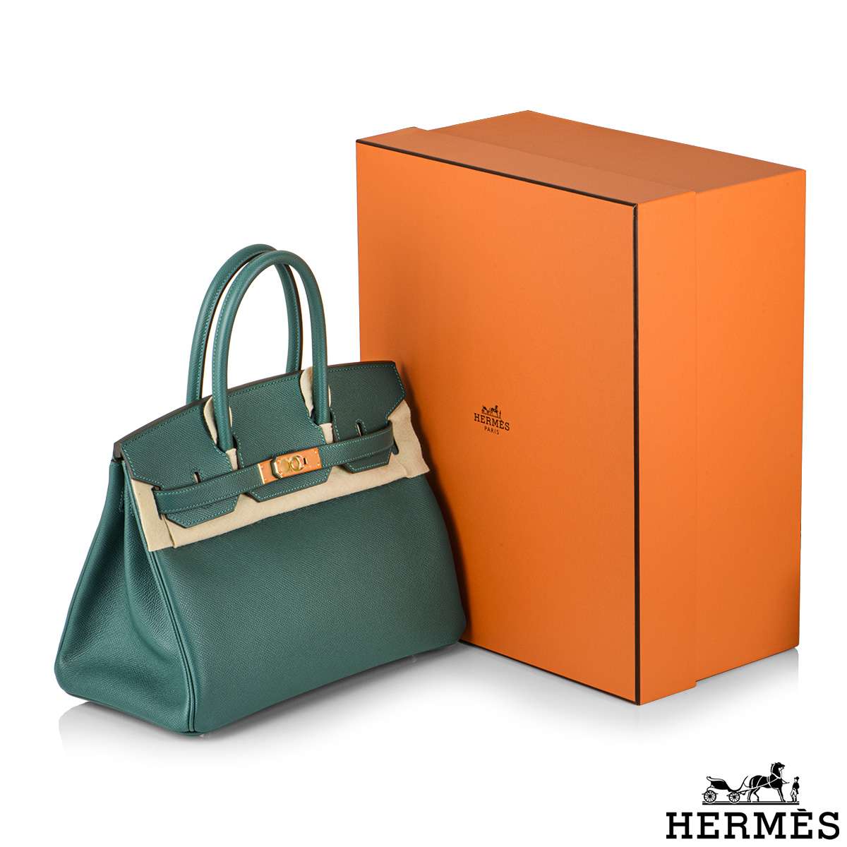 HERMÈS, VERT BOSPHORE BIRKIN 30CM OF EPSOM LEATHER WITH PALLADIUM HARDWARE, Handbags & Accessories, 2020